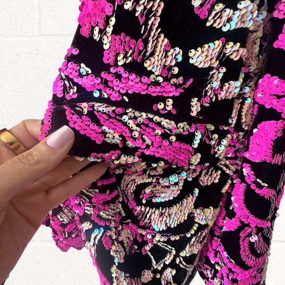 Nasty Gal Plus Size Fringe Sequin Fringe Blazer Jacket, Western Bling, size 14 - Picture 13 of 14